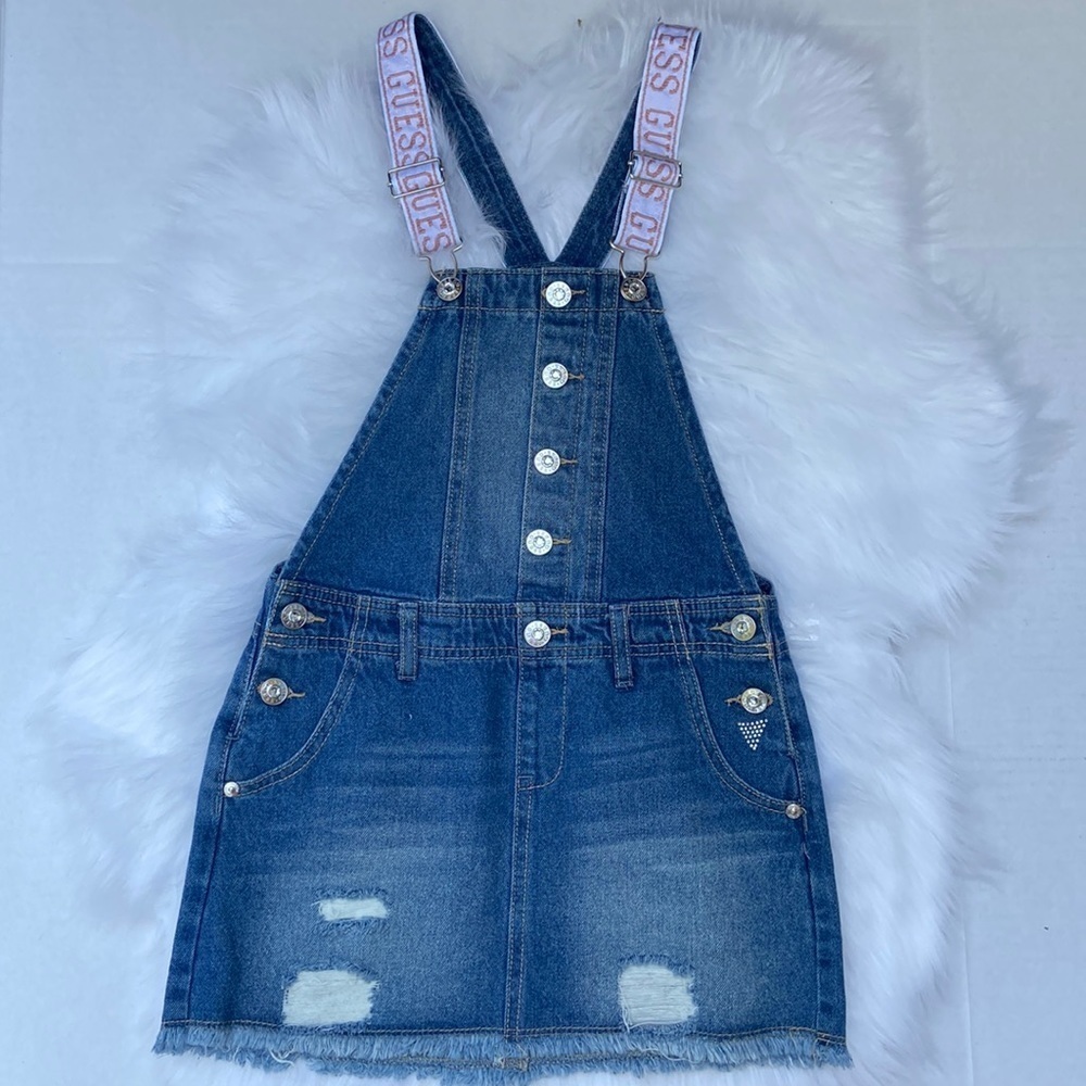 New GUESS Denim Jamper Skirt SZ 7